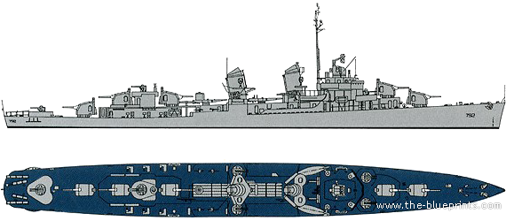 Корабль USS DD-792 Callghan [Destroyer] - чертежи, габариты, рисунки